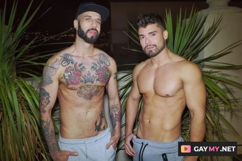 His neighbor fucked him on the rooftop – Romeo Davis, Tattoos (HD) Rimming, Masturbation